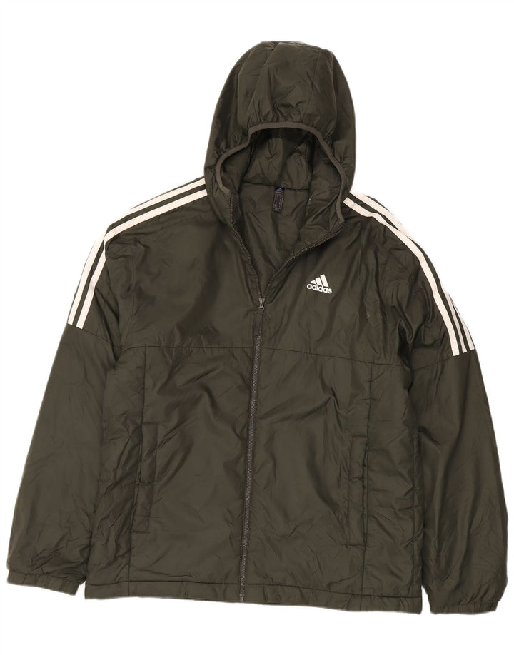 Ανδρικό μπουφάν με κουκούλα Adidas UK 38 Medium Khaki Polyester