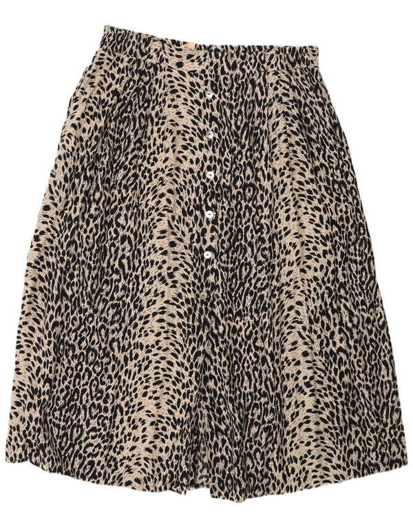 Vintage γυναικεία φούστα A-Line EU 46 XL W34 Beige Animal Print Polyamide