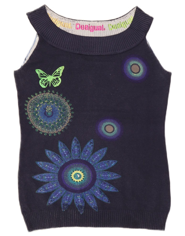 Desigual γυναικείο γιλέκο Tank Top 10 Small Navy Blue Floral Butterfly