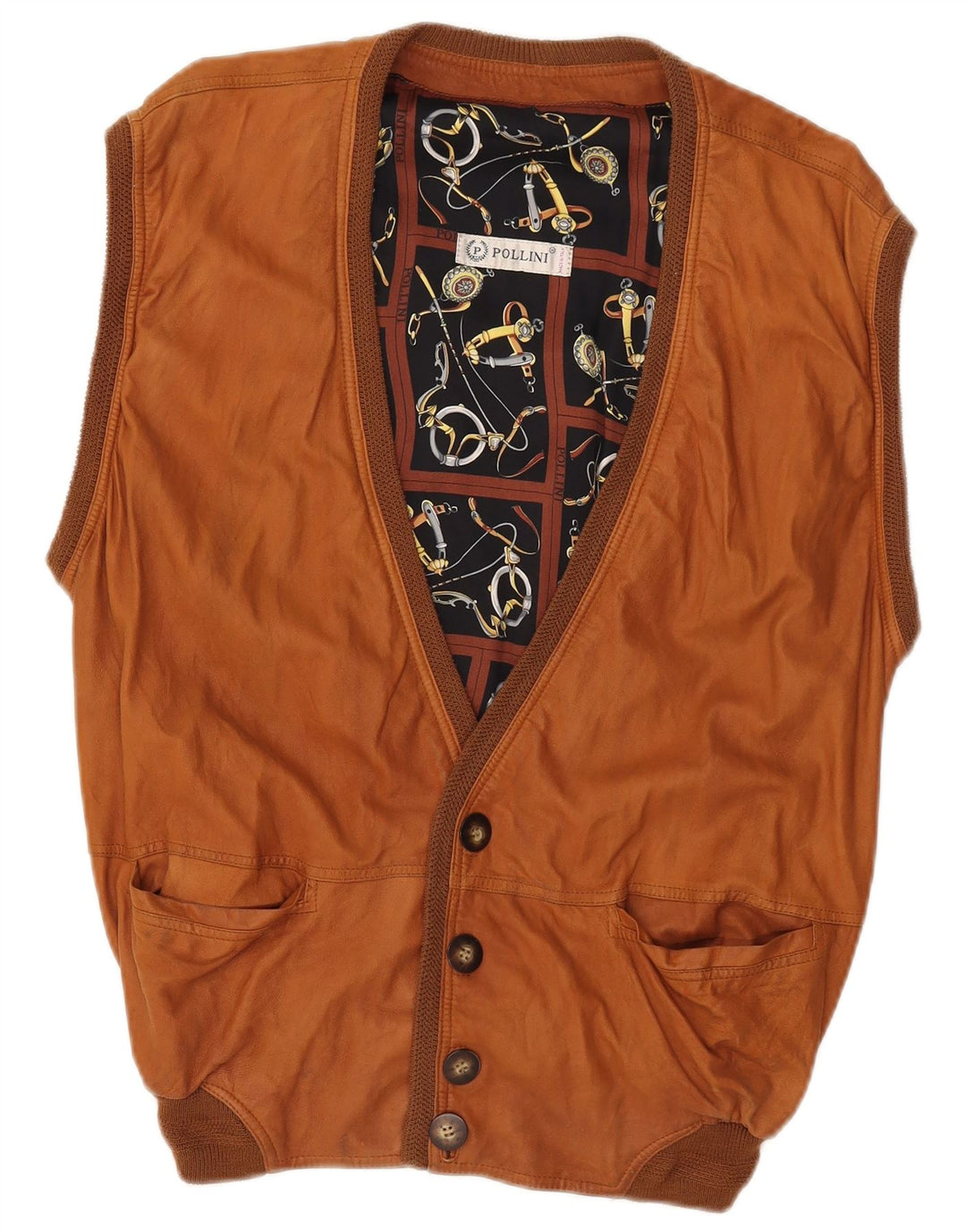 Pollini Ανδρικό Δερμάτινο Gilet UK 40 Large Brown