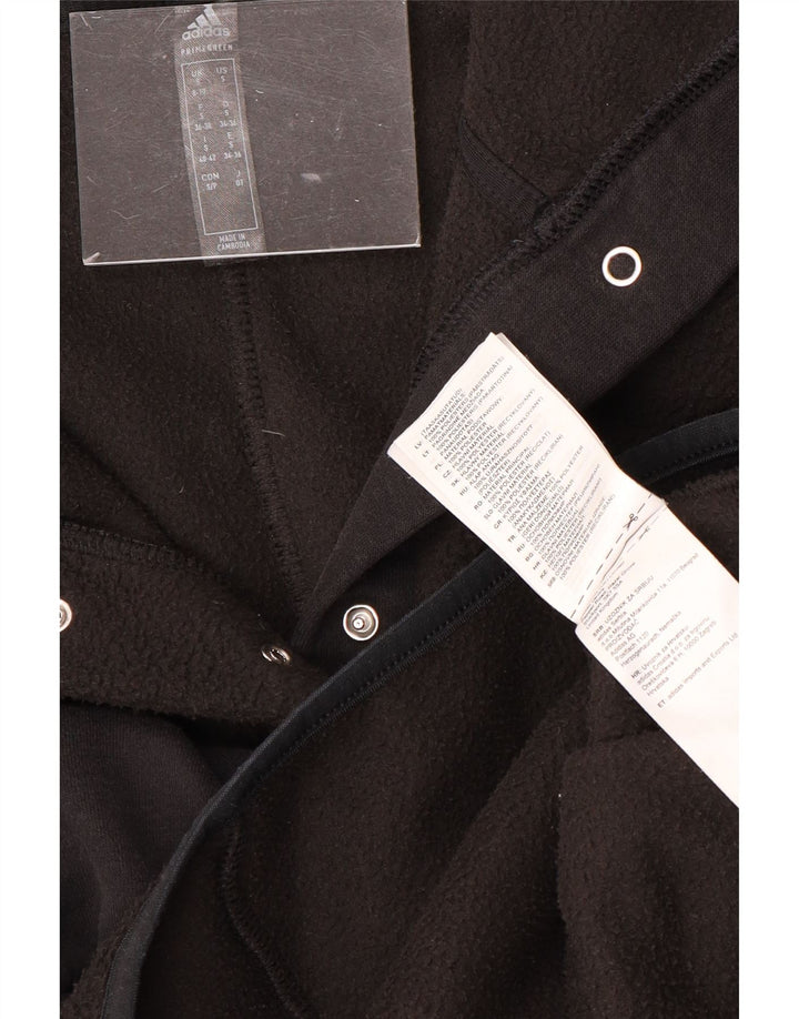 ADIDAS Γυναικείο υπερμεγέθη με κουκούλα Fleece Jumper UK 8/10 Μικρός μαύρος πολυεστέρας