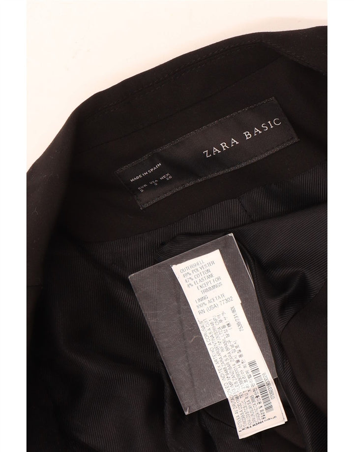 ZARA Γυναικείο Μπουφάν 1 Κουμπί Blazer UK 10 Small Black Polyester