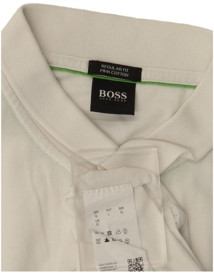 Ανδρικό μπλουζάκι πόλο Hugo Boss με κανονική εφαρμογή, μεγάλο λευκό βαμβακερό