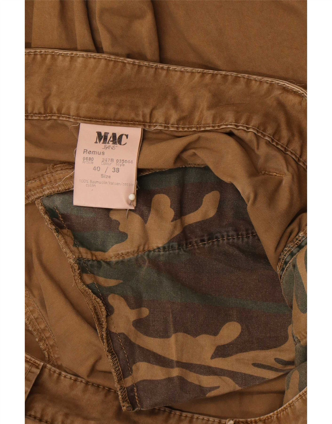 Mac Ανδρικό ίσιο παντελόνι Cargo W40 L38 Καφέ Βαμβακερό