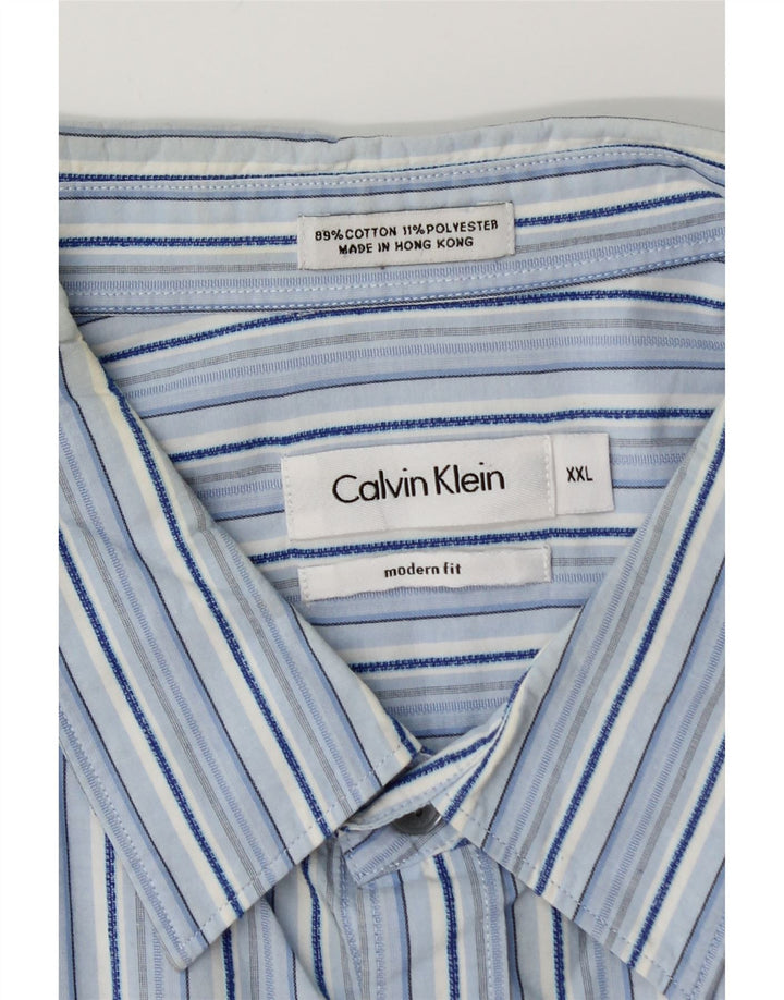 Ανδρικό μοντέρνο πουκάμισο CALVIN KLEIN 2XL Μπλε ριγέ βαμβακερό