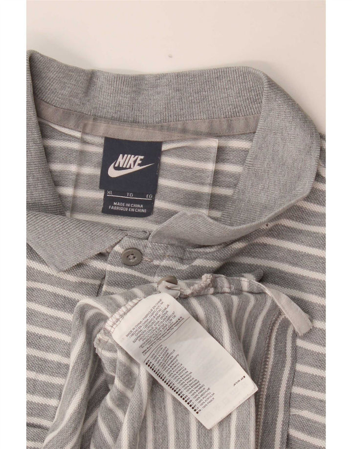 Ανδρικό μπλουζάκι πόλο Nike XL γκρι βαμβακερό ριγέ