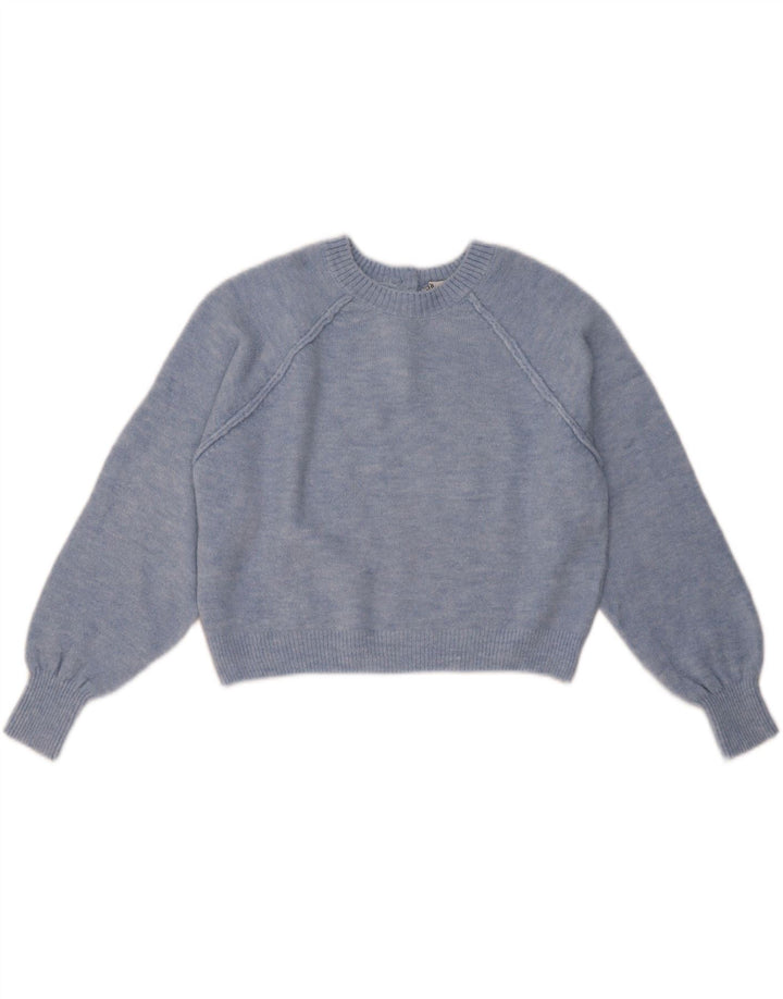 Γυναικείο πουλόβερ ZARA Crop Oversized Crew Neck Jumper UK 10 Small Blue