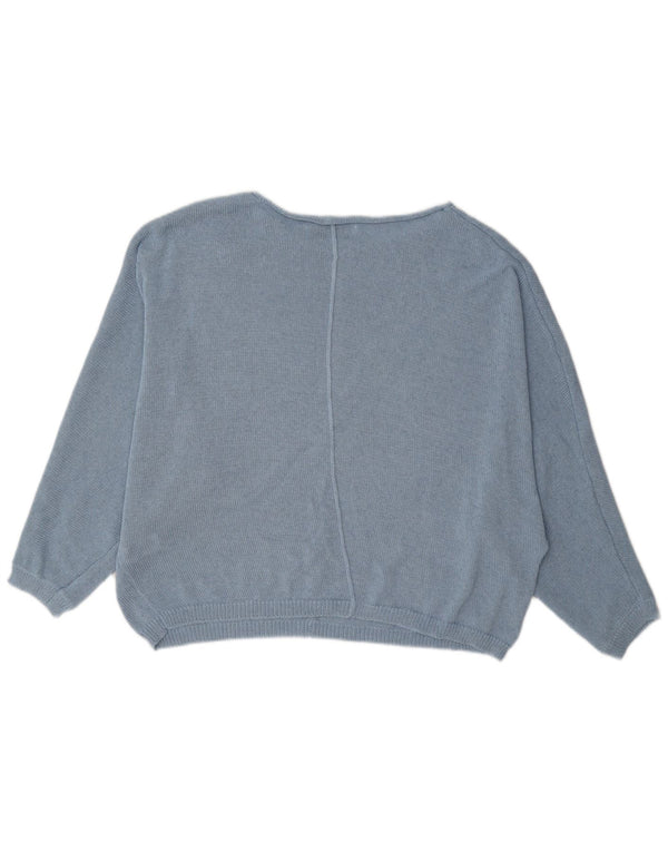 Zara Γυναικείο πουλόβερ με λαιμό σκακιέρα UK 10 Small Blue Polyester
