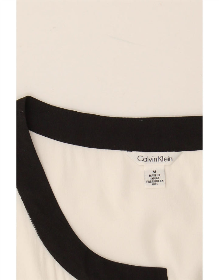 CALVIN KLEIN Γυναικεία αμάνικη μπλούζα τοπ UK 14 μεσαίου λευκού χρώματος