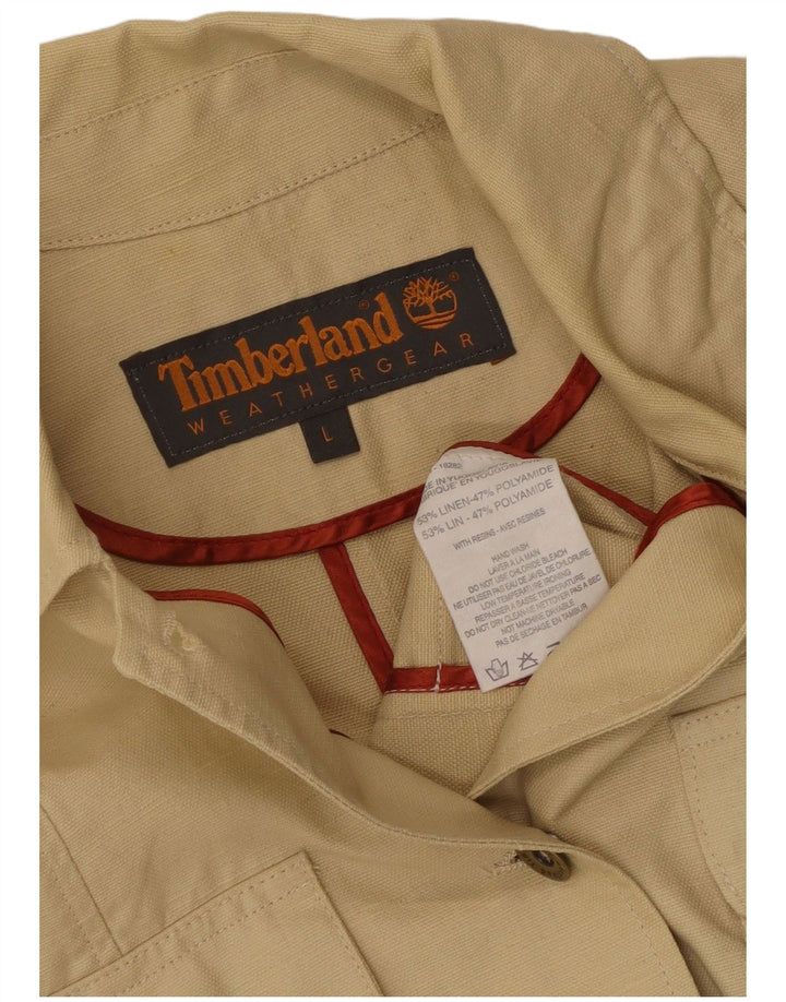 Timberland Γυναικείο Utility Jacket UK 14 Μεγάλο Μπεζ Λινό