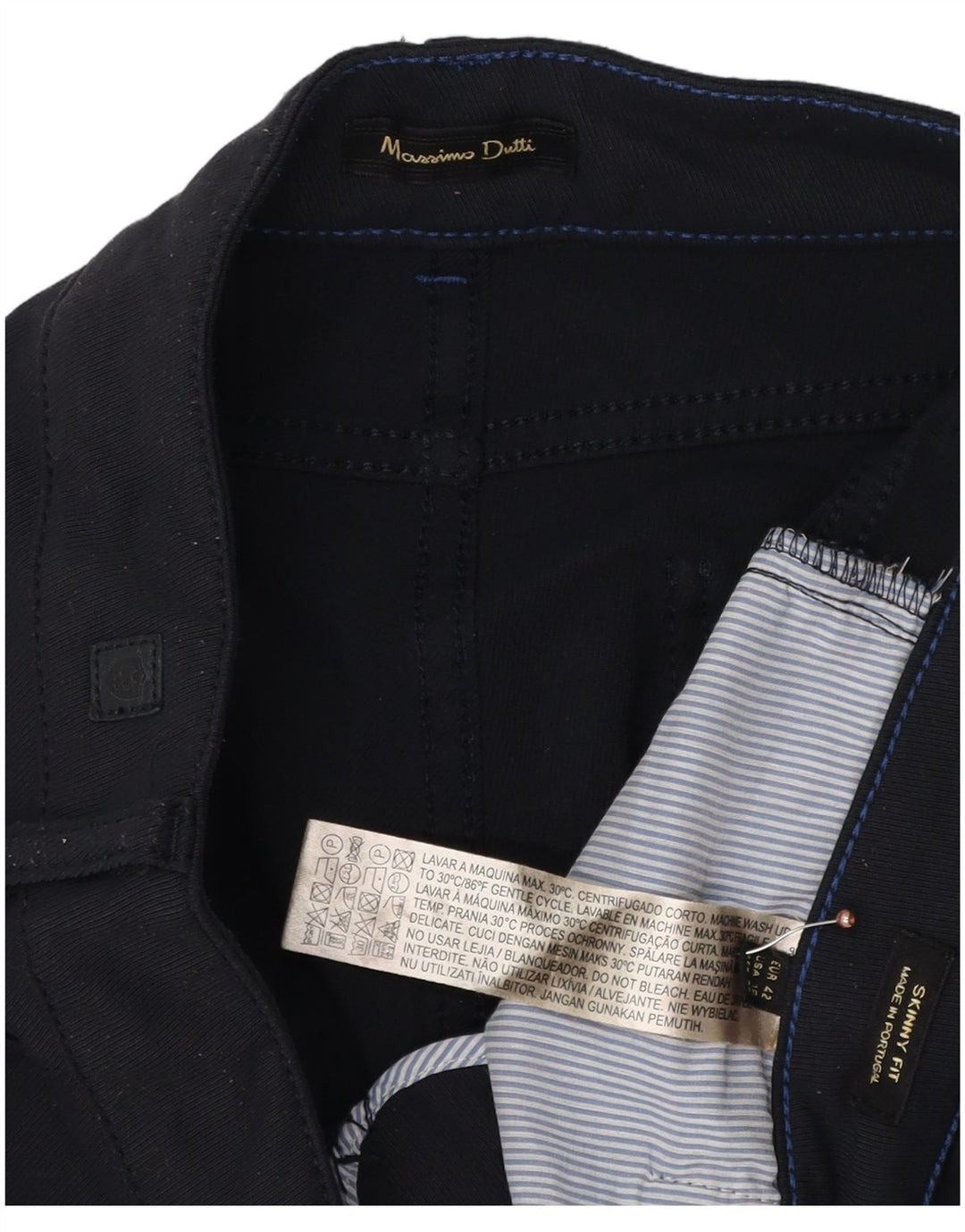 MASSIMO DUTTI Γυναικείο Crop Casual Παντελόνι EU 42 Large W32 L26 Navy Blue