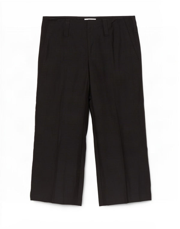 Zara Γυναικείο παντελόνι Chino με φαρδύ πόδι EU 42 Large W32 L28 Μαύρο λινό