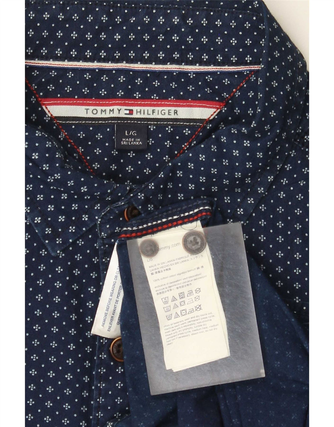 Tommy Hilfiger Ανδρικό πουκάμισο αφηρημένο με σχέδιο μεγάλο μπλε βαμβακερό