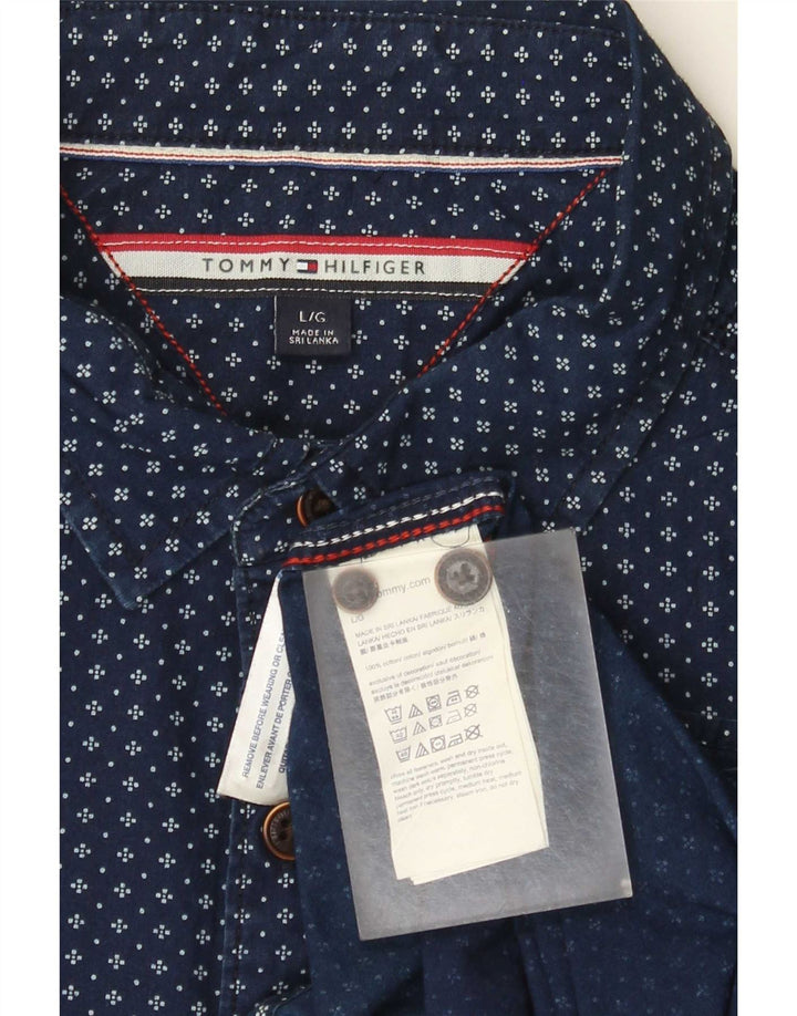 Tommy Hilfiger Ανδρικό πουκάμισο αφηρημένο με σχέδιο μεγάλο μπλε βαμβακερό