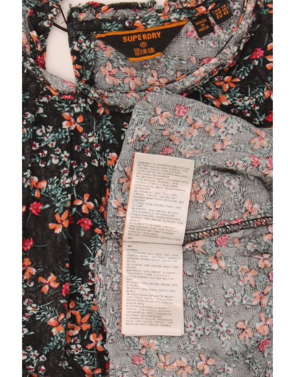 Superdry Γυναικεία Μακρυμάνικη Μπλούζα Oversized Μπλούζα UK 14 Large Black Floral