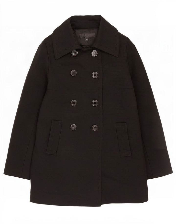 Zara Γυναικείο παλτό με διπλό στήθος UK 10 Small Black Wool