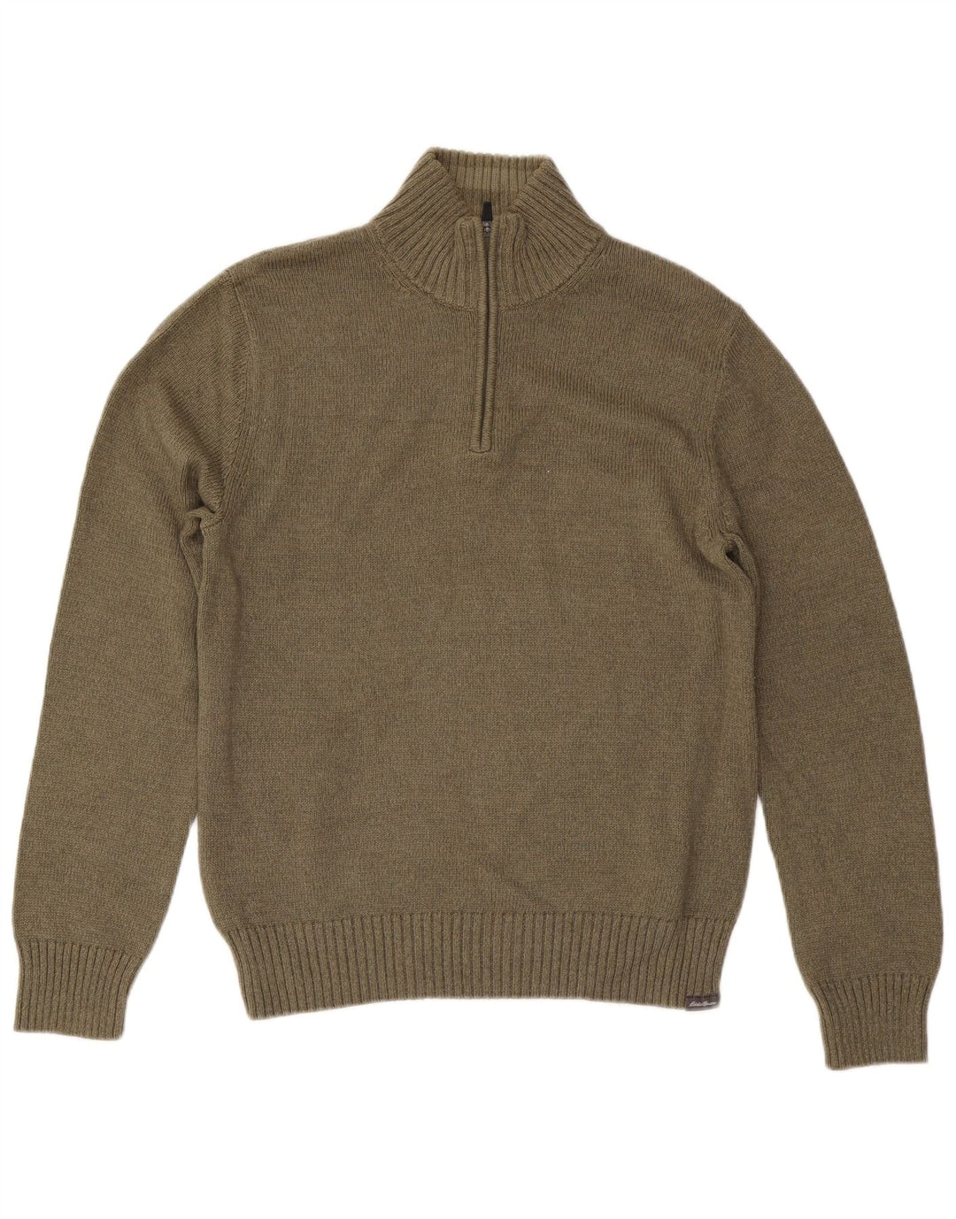 EDDIE BAUER Ανδρικό πουλόβερ πουλόβερ με φερμουάρ Μικρό χακί βαμβακερό