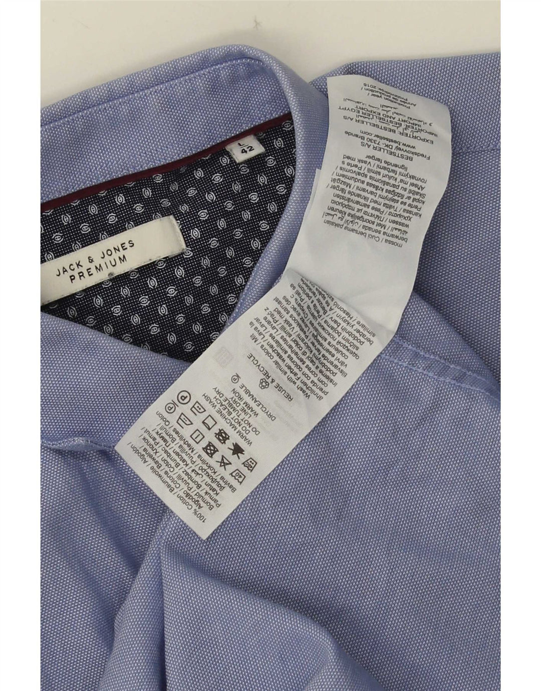 Ανδρικό πουκάμισο Jack & Jones 42 Μεγάλο Βαμβακερό Μπλε