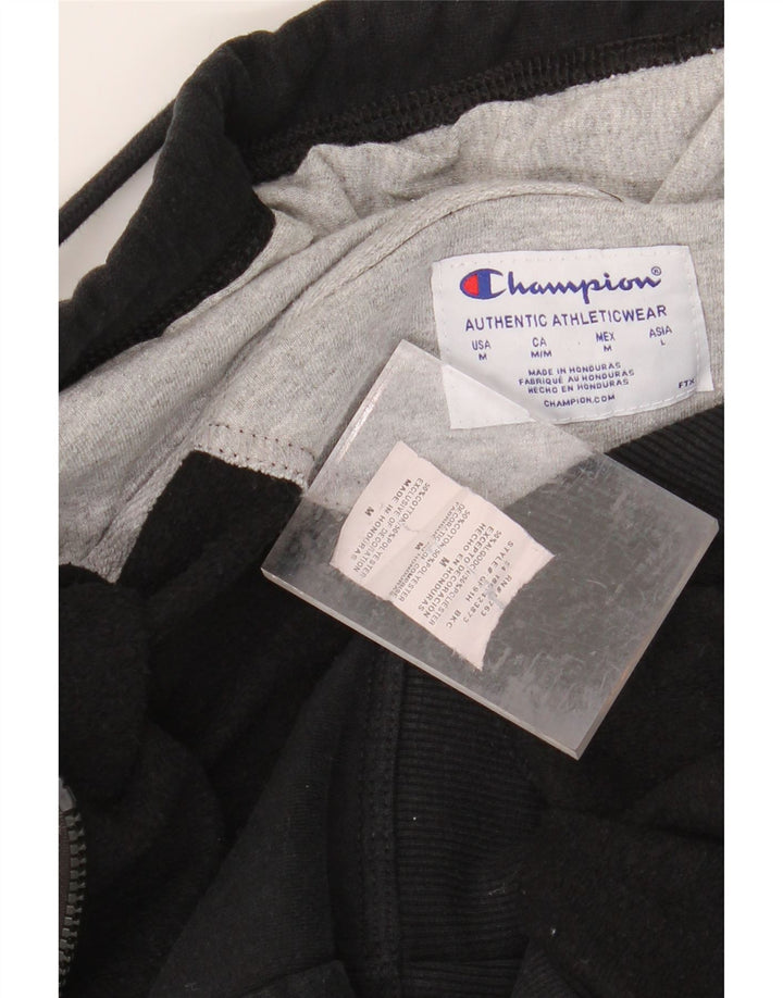 CHAMPION Mens Graphic Zip Hoodie Sweater Medium Black Cotton