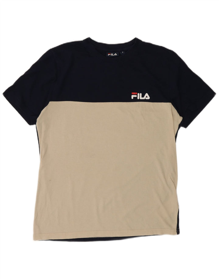 Ανδρικό T-Shirt Fila Top Small Blue Navy Colourblock Βαμβακερό