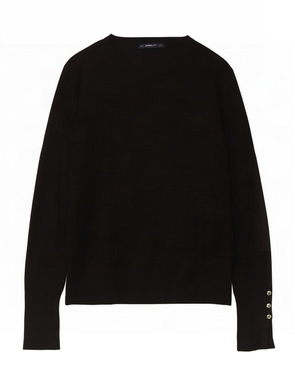 Zara Γυναικείο πουλόβερ με λαιμόκοψη UK 14 Large Μαύρο