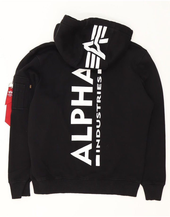 Ανδρικά γραφικά κουκούλα Alpha Industries, μεσαίο μαύρο βαμβακερό