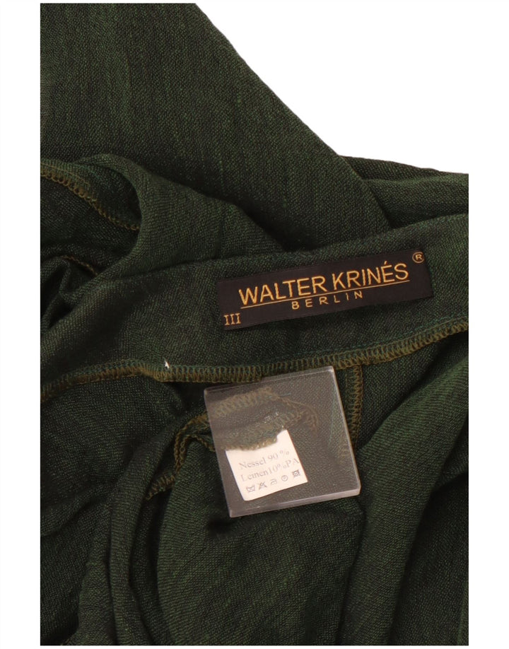 VINTAGE Γυναικεία Ζακέτα Crop UK 16 Large Green Cotton