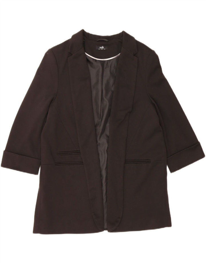 WALLIS Womens Open 3/4 Sleeve Blazer Jacket UK 18 XL Black Polyester