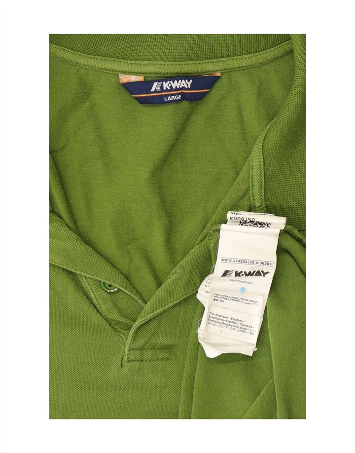 K-WAY Mens Polo Shirt Large Green Cotton Vintage K-Way and Second-Hand K-Way from Messina Hembry 