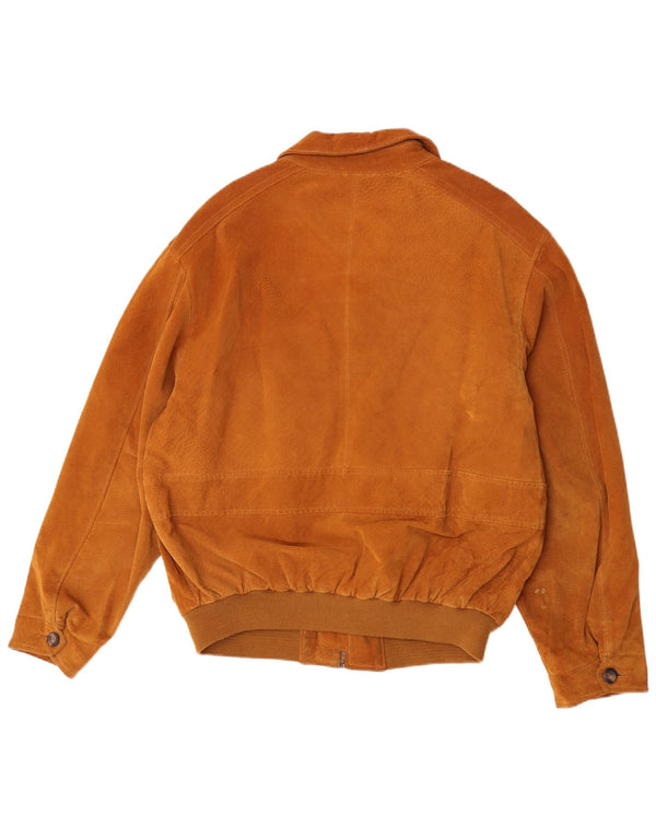 James Dillon Ανδρικό Suede Bomber Jacket UK 40 Large Beige Leather