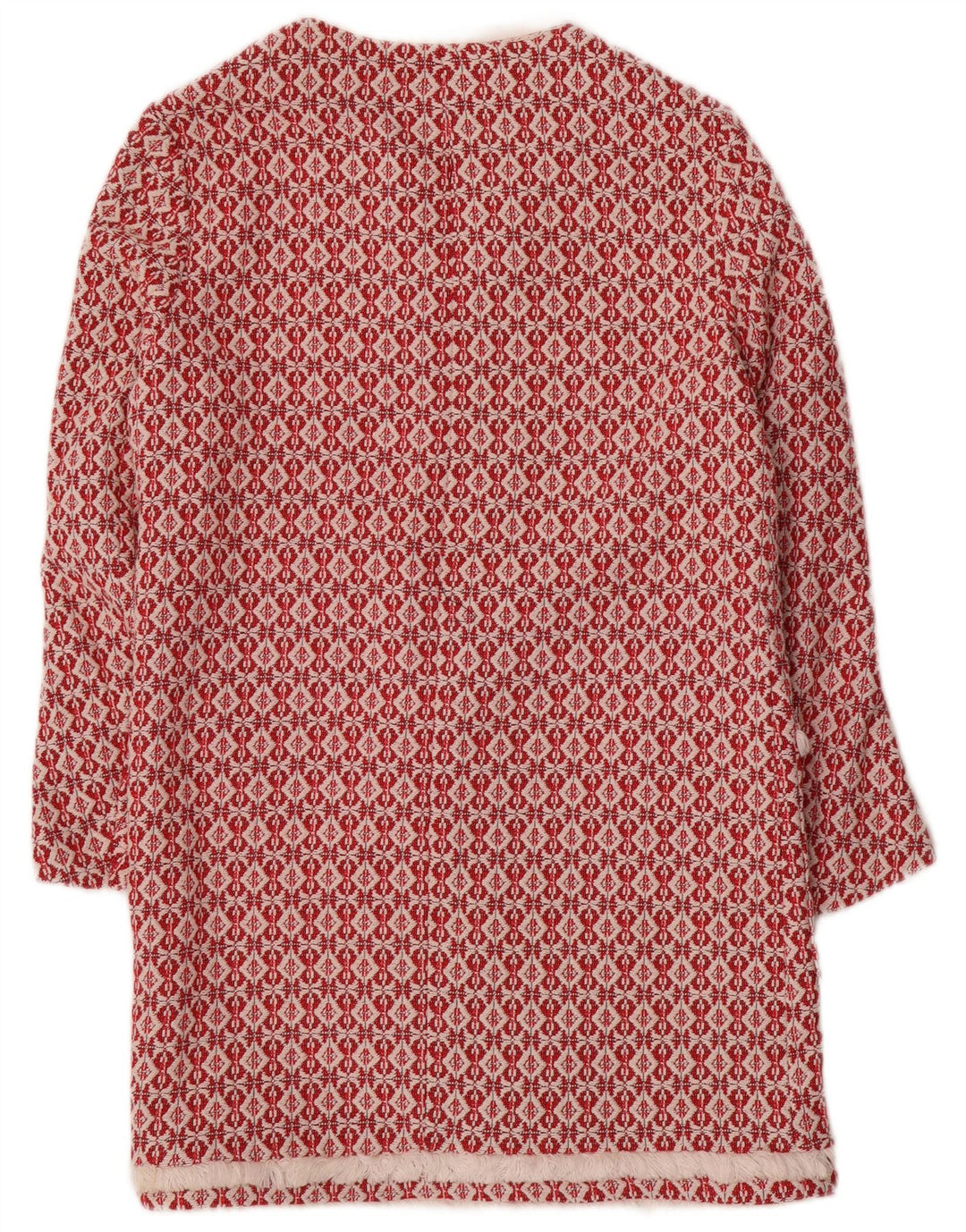 Zara Γυναικείο πλεκτό ανοιχτό πανωφόρι UK 10 Small Red Geometric Polyester