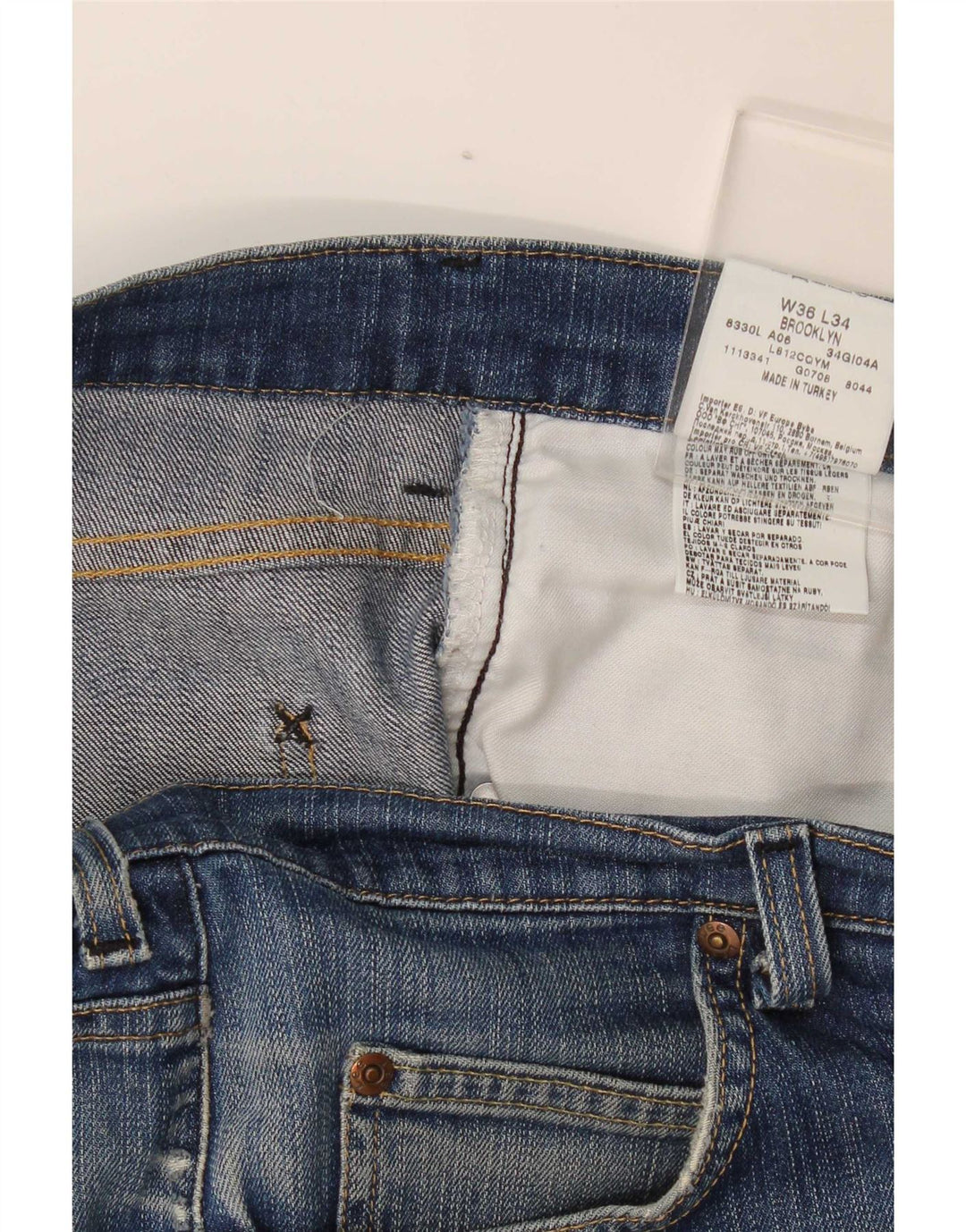Lee Mens Brooklyn Straight Jeans W36 L34 Blue Cotton