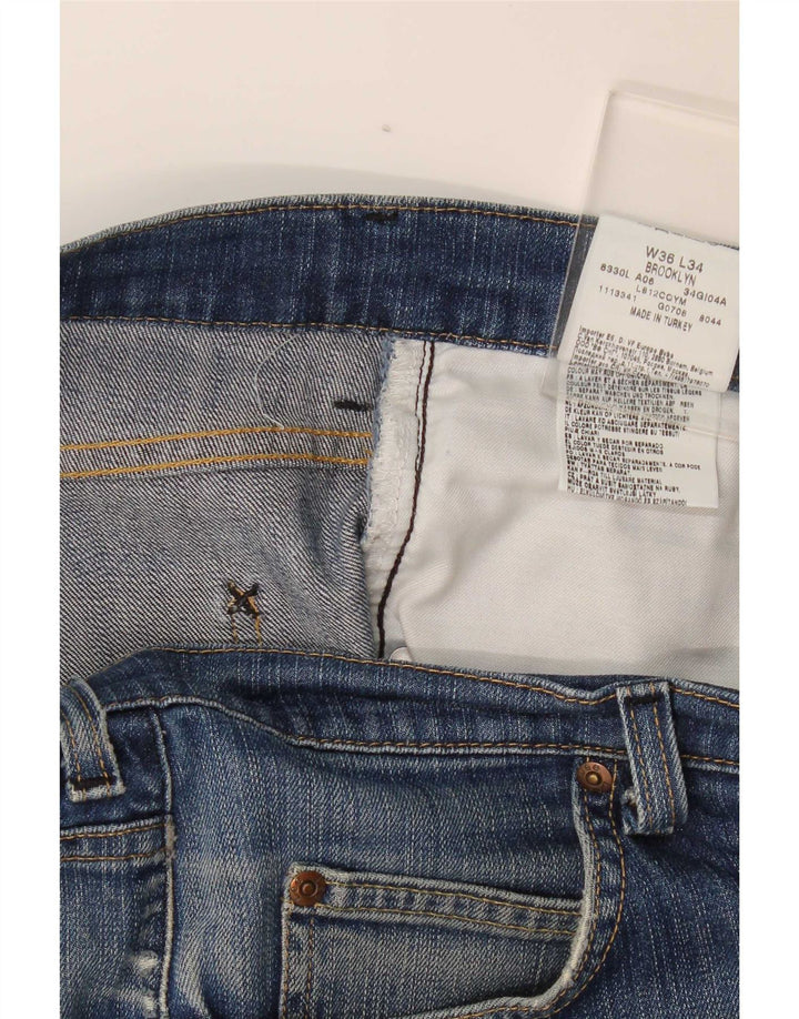 Lee Mens Brooklyn Straight Jeans W36 L34 Blue Cotton