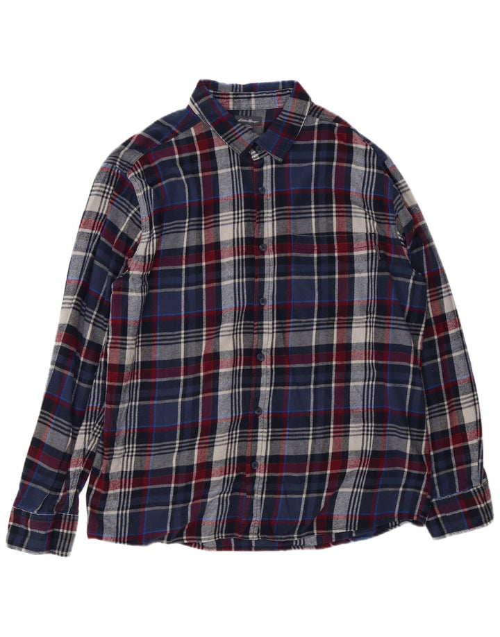 EDDIE BAUER Ανδρικό φανελένιο πουκάμισο 2XL Navy Blue Check Cotton