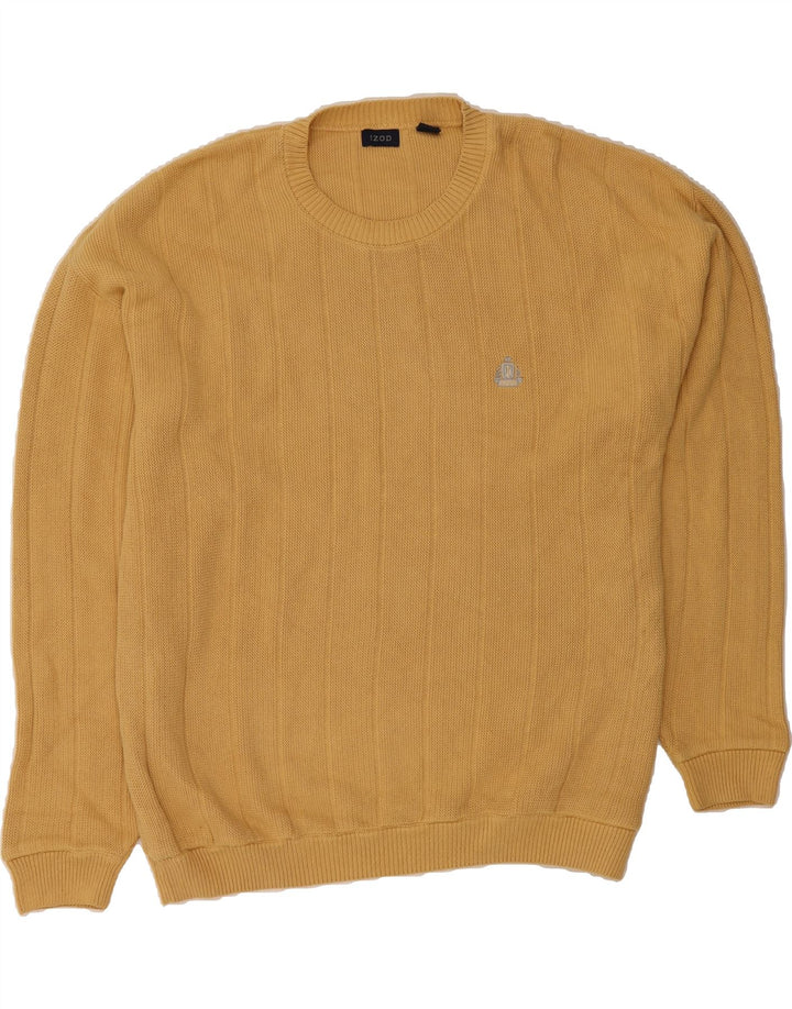 IZOD Mens Oversized Crew Neck Jumper Sweater XL Yellow Cotton Vintage Izod and Second-Hand Izod from Messina Hembry 