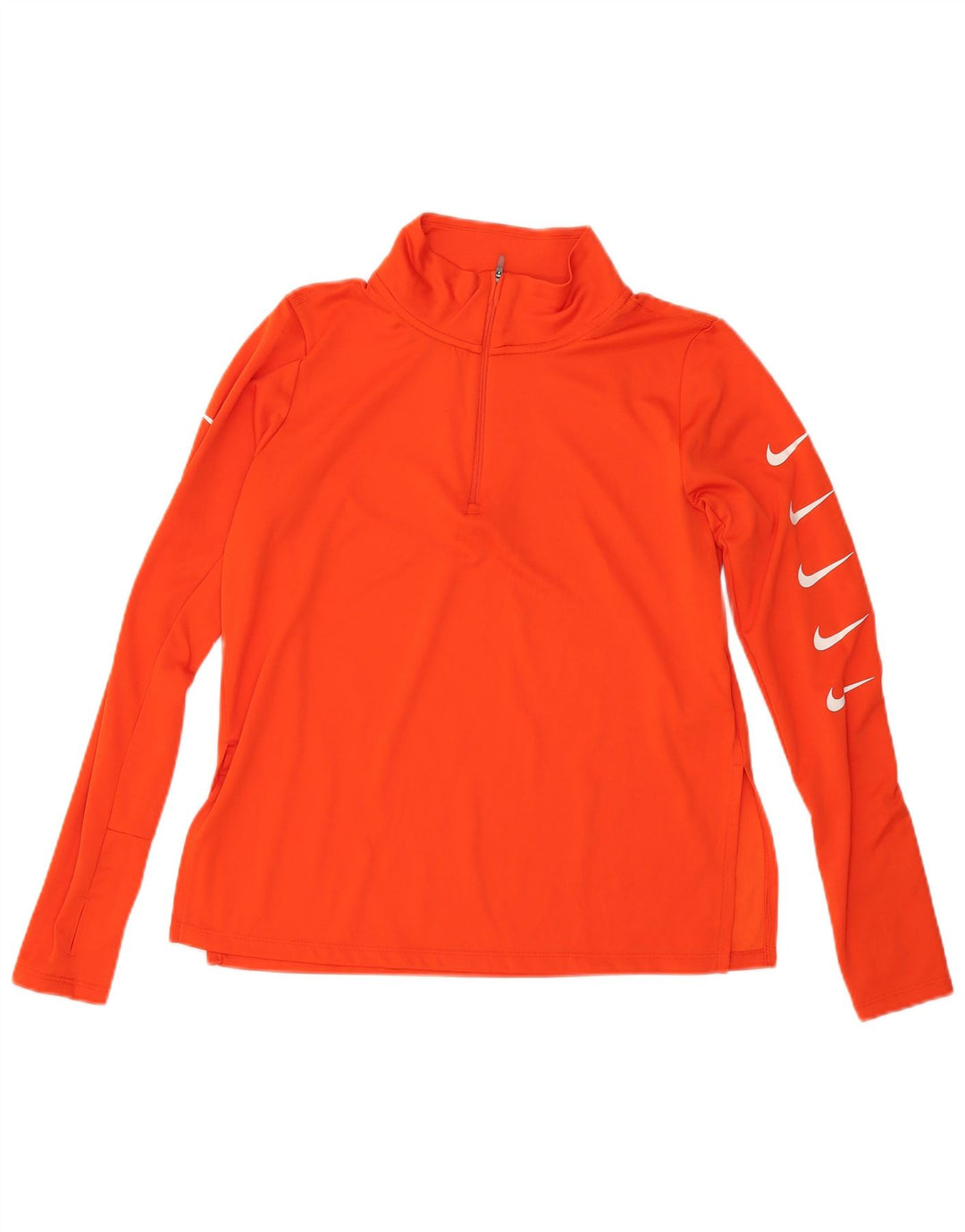 Γυναικεία NIKE φόρμα πουλόβερ με φερμουάρ Dri Fit Top UK 14 Medium Orange