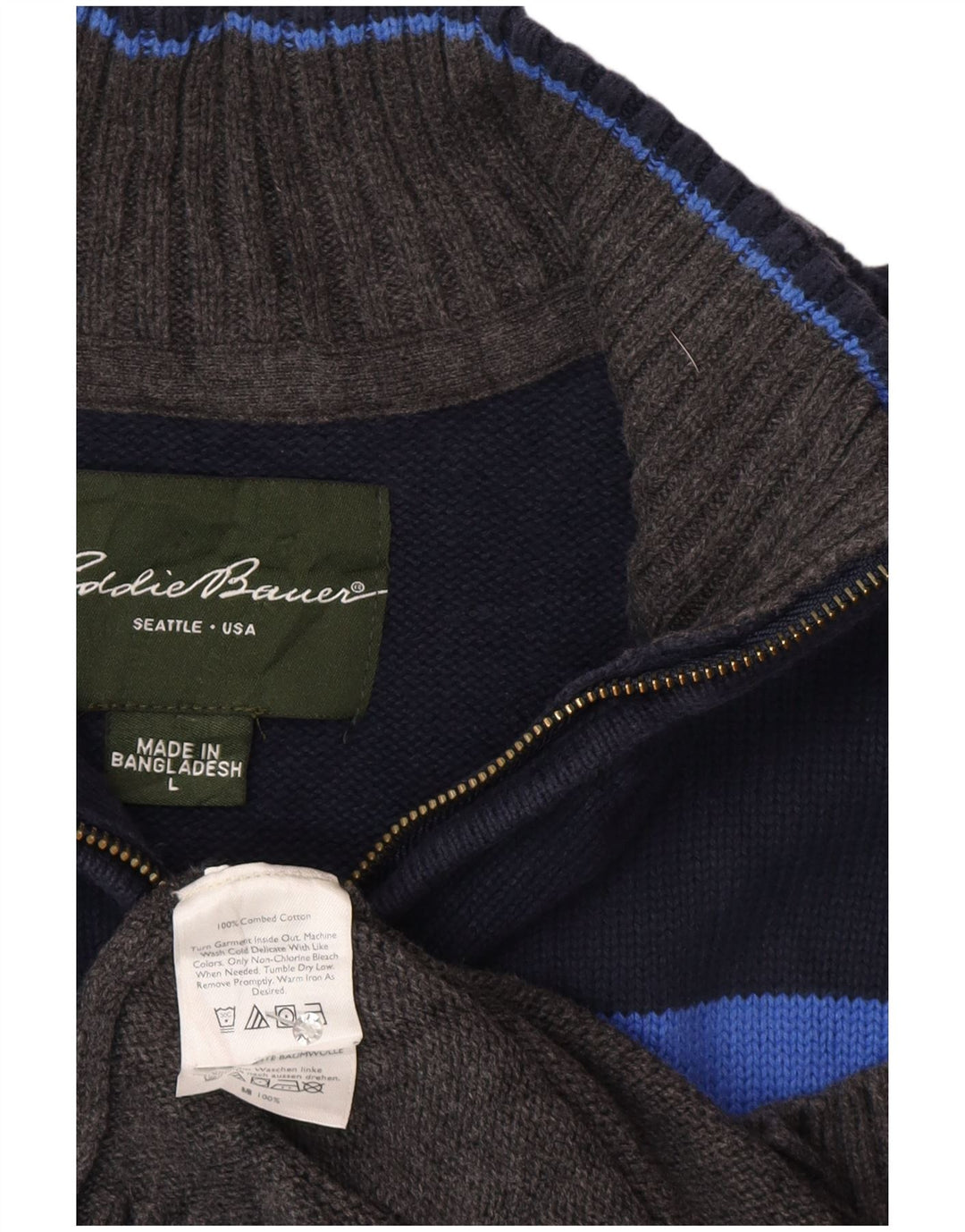 Eddie Bauer Ανδρικό πουλόβερ πουλόβερ με φερμουάρ μεγάλο γκρι βαμβακερό χρώμα