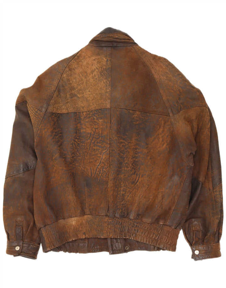Ανδρικό δερμάτινο μπουφάν Gina Bacconi UK 36 Small Brown Patchwork Retro