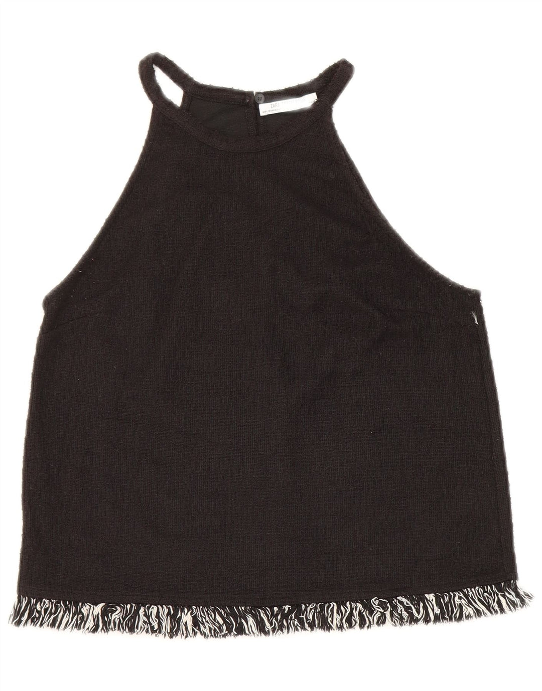 Zara Womens Trafaluc Crop Halter Top 10 Small Black
