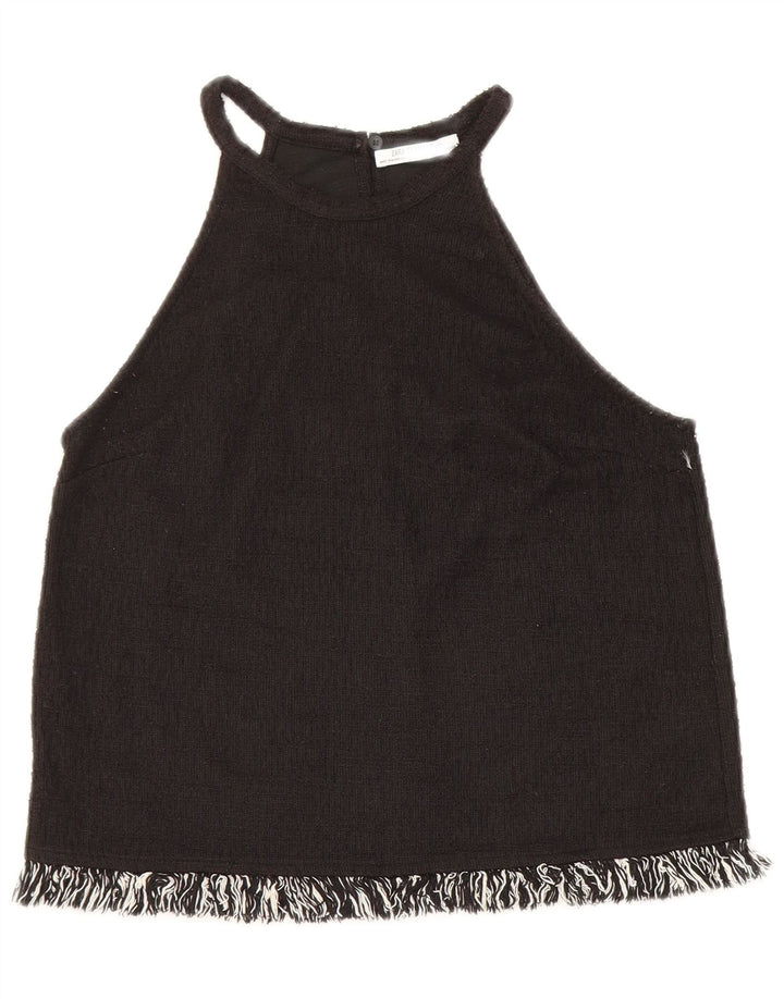 Zara Womens Trafaluc Crop Halter Top 10 Small Black