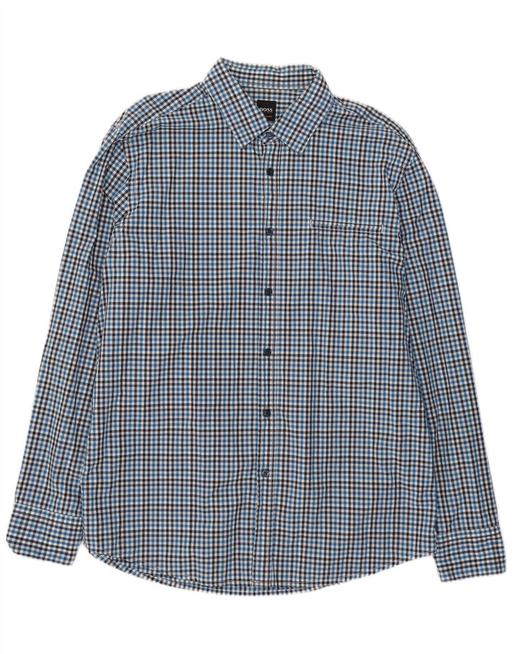 Ανδρικό πουκάμισο Hugo Boss Regular Fit XL Blue Gingham Cotton