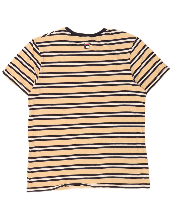 Ανδρικό γραφικό T-Shirt Fila Top Βαμβακερό μεσαίο κίτρινο ριγέ