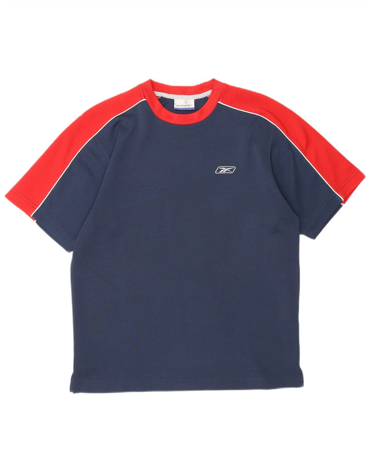Ανδρικό T-shirt Reebok Top Small Navy Blue Colorblock Πολυεστέρας