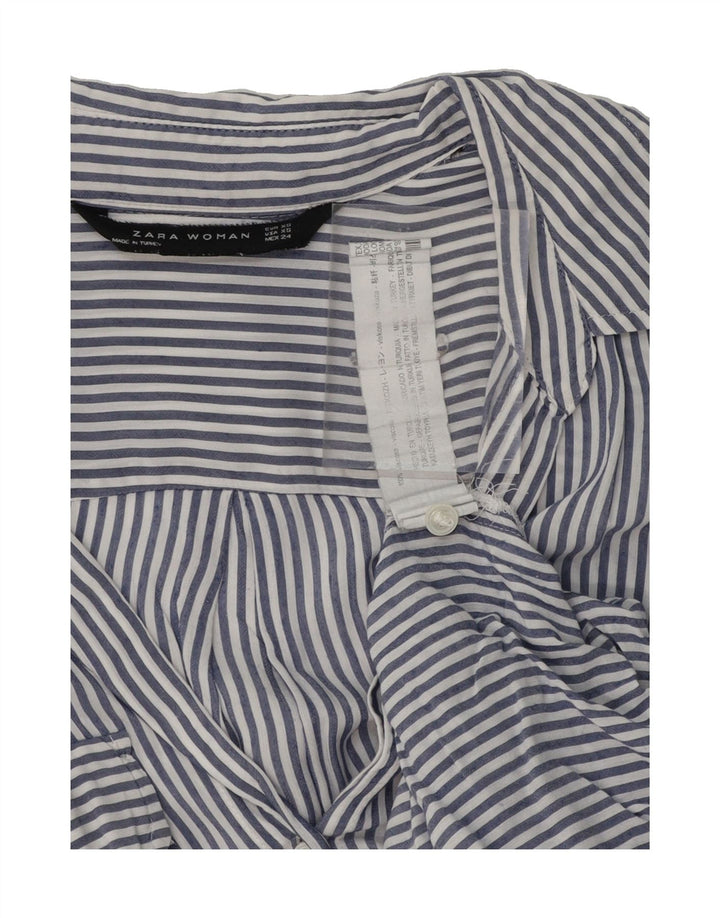 ZARA Womens Oversized Shirt UK 6 XS Blue Striped Viscose Vintage Zara and Second-Hand Zara from Messina Hembry 