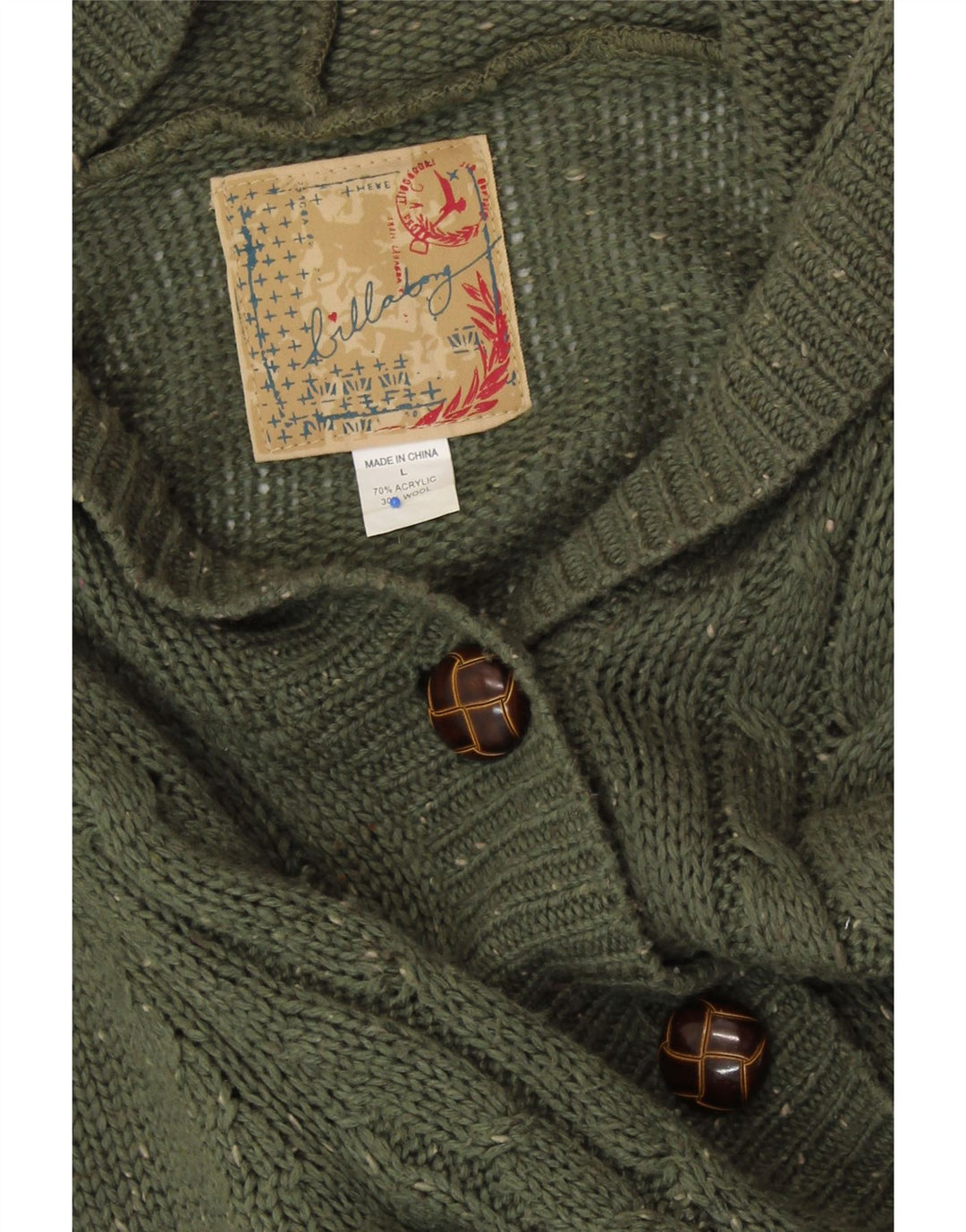 BILLABONG Γυναικεία ζακέτα Longline UK 14 Large Green Flecked