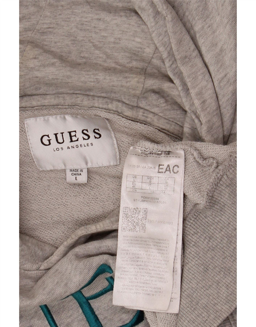 GUESS Ανδρικό γραφικό φούτερ με φούτερ, μεγάλο γκρι βαμβακερό