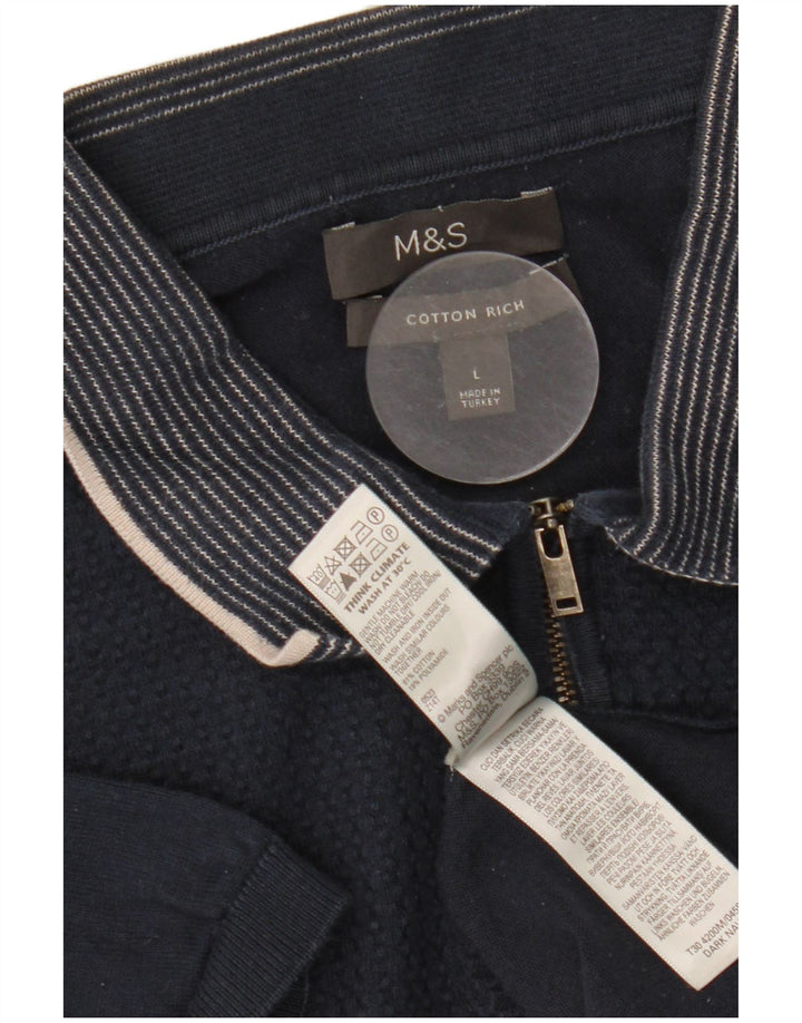 Ανδρικό μπλουζάκι πόλο Marks & Spencer, μεγάλο μπλε ναυτικό βαμβακερό