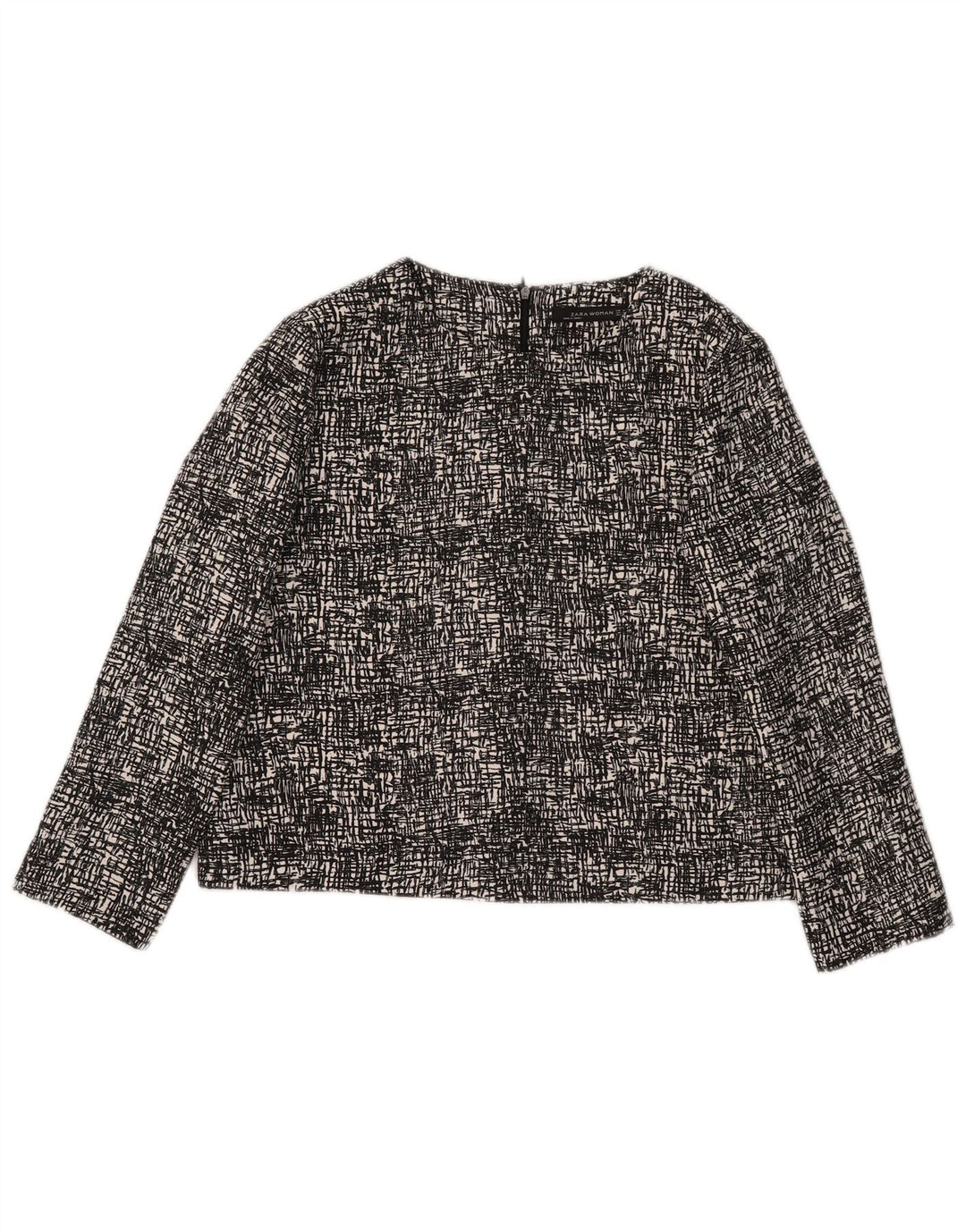 Zara γυναικεία μπλούζα Crop 3/4 μανίκια UK 14 μεσαίου μαύρου πολυεστέρα