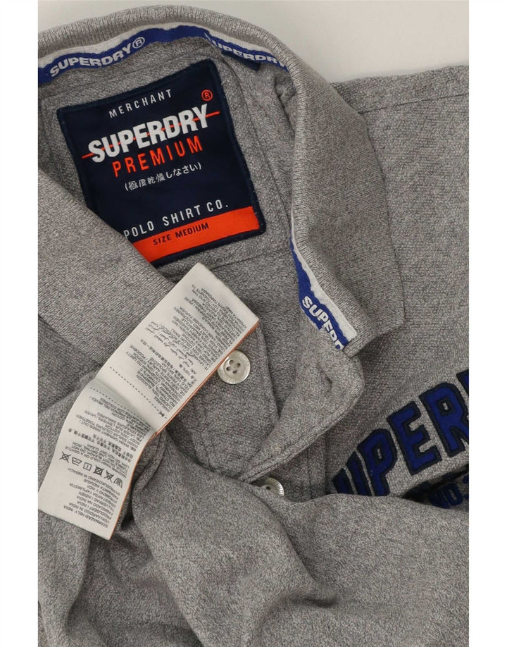 Ανδρικό γραφικό πόλο μπλουζάκι Superdry, μεσαίο γκρι βαμβακερό