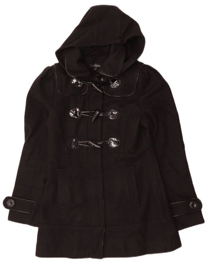 Eclipse Γυναικείο παλτό Duffle με κουκούλα UK 10 Small Black Wool